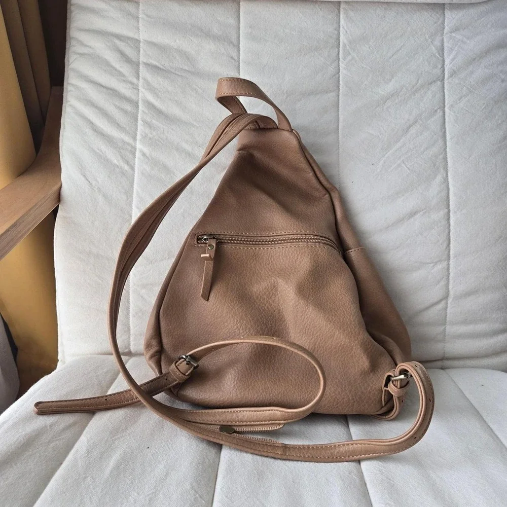 Antik Kraft faux leather tan sling bag‎